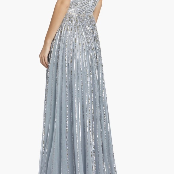 Mac Duggal Glamorous Silver and Gold Sequin One-Shoulder Dress Beaded - Picture 3 of 16